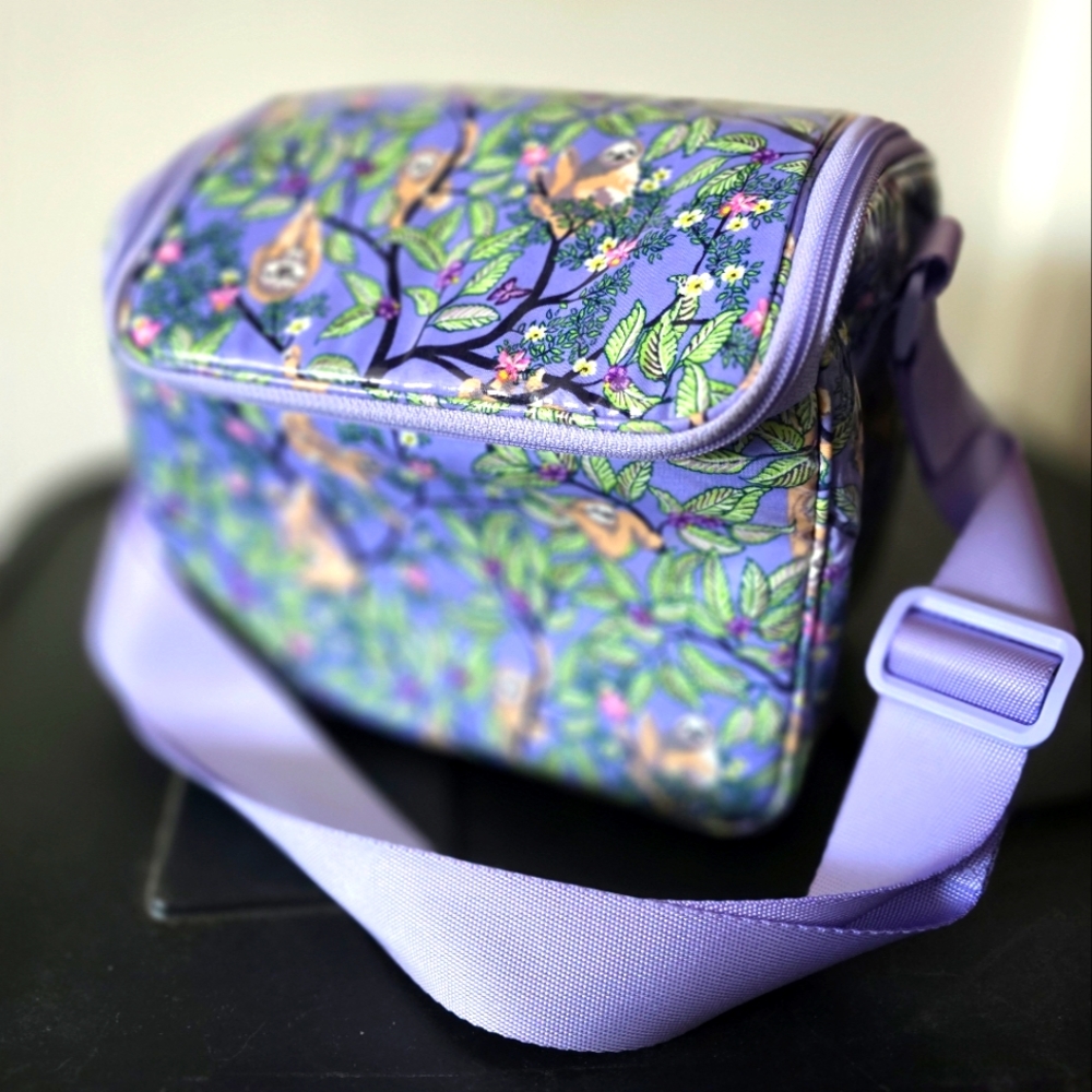 Vera Bradley Hanging Around Sloth Purple Lunch Bag Cooler